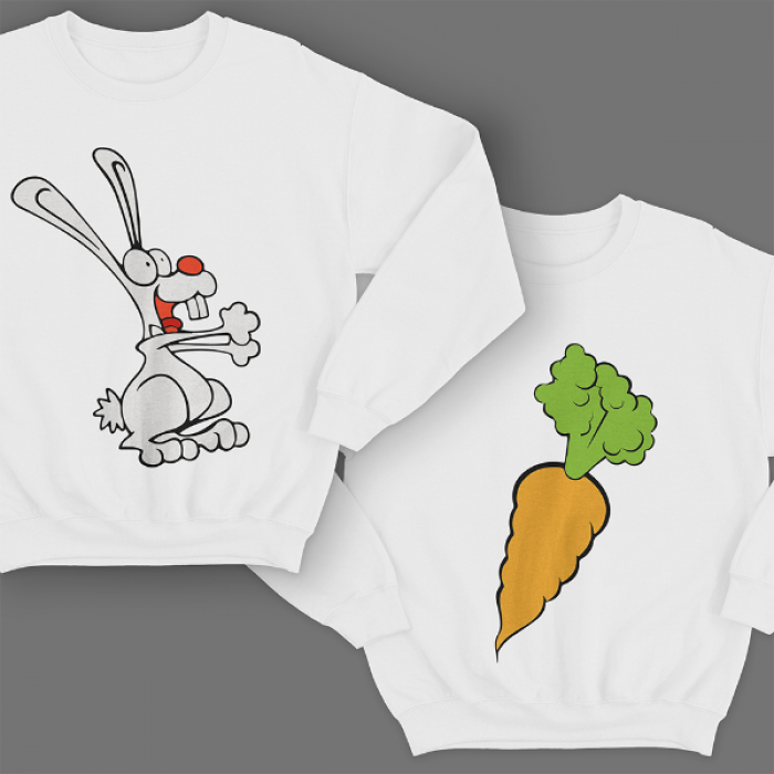 Парные свитшоты для молодоженов "Кролик и морковка"